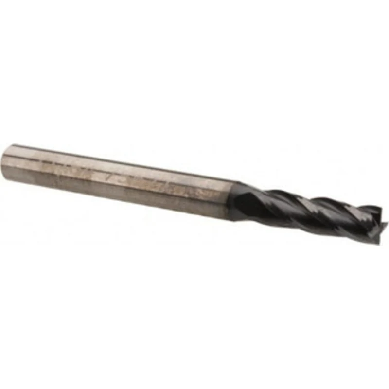 OSG 11/64, 9/16 LOC, 3/16 Shank Diam, 2 OAL, 4 Flute, Solid Carbide Square End Mill Single End, TiAlN Finish, Spiral ...